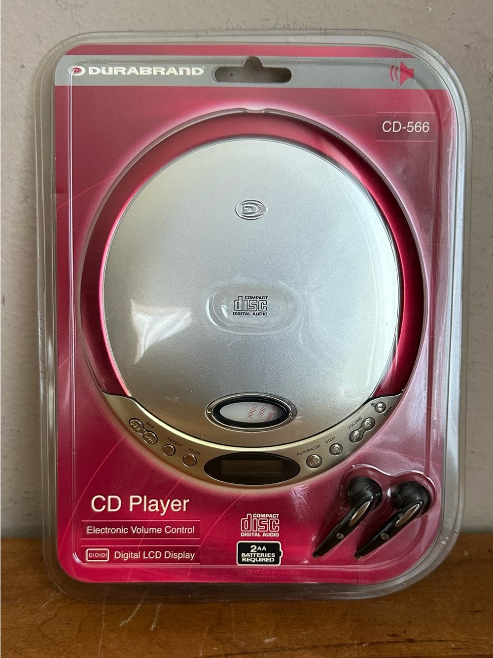 Durabrand CD-566 Portable CD/CD-R/CD-RW Digital Audio LCD Red/Silver Player